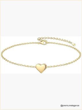 Dainty Sterling Silver Personalized Bracelet with Heart Charm, Adjustable